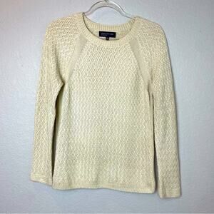 JONES NEW YORK Cream Crewneck Sweater w/Tight Knit Pattern Size M